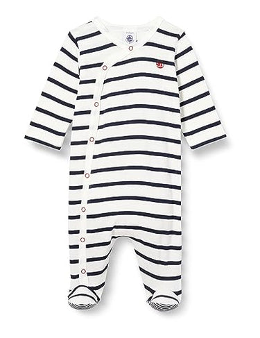 Petit Bateau Unisex Baby A08ay Pyjama Zum Schlafen Gut, Weiss Marshmallow / Blau Smoking, 9 Monate EU im Sale